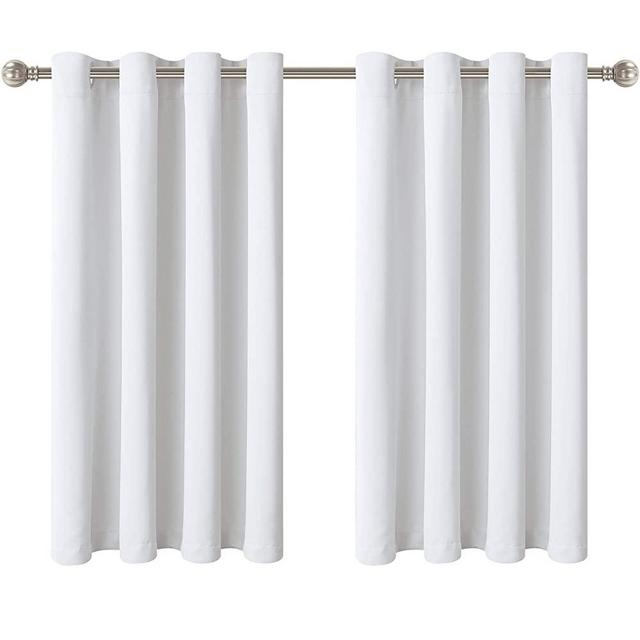 LORDTEX Blackout Curtains for Bedroom, Thermal Insulated Blackout Drapes with Grommet Top, Room Divider - Noise Reducing and Light Blocking Window Treatment Panels (Greyish White, 52 x 54 inch)