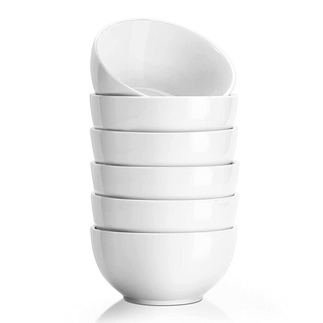 Yedio Porcelain Bowls Set, 10 Ounces Porcelain Soup Bowls for Kitchen, Small White Bowls for Cereal Rice Salad Pasta, Set of 6, Microwave Dishwasher Safe
