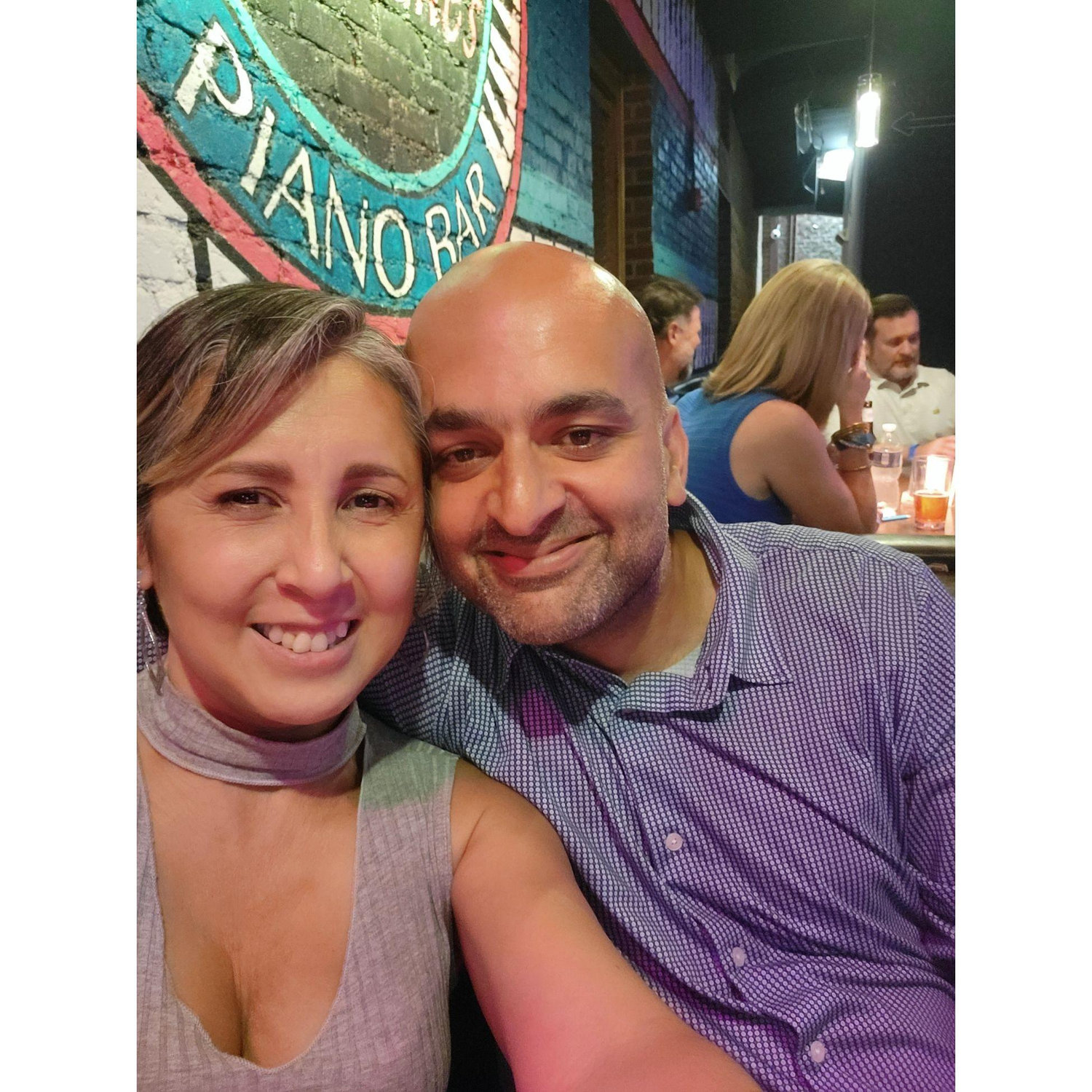 Our first time enjoying a piano bar, belting out all the familiar songs, here in Greenville.