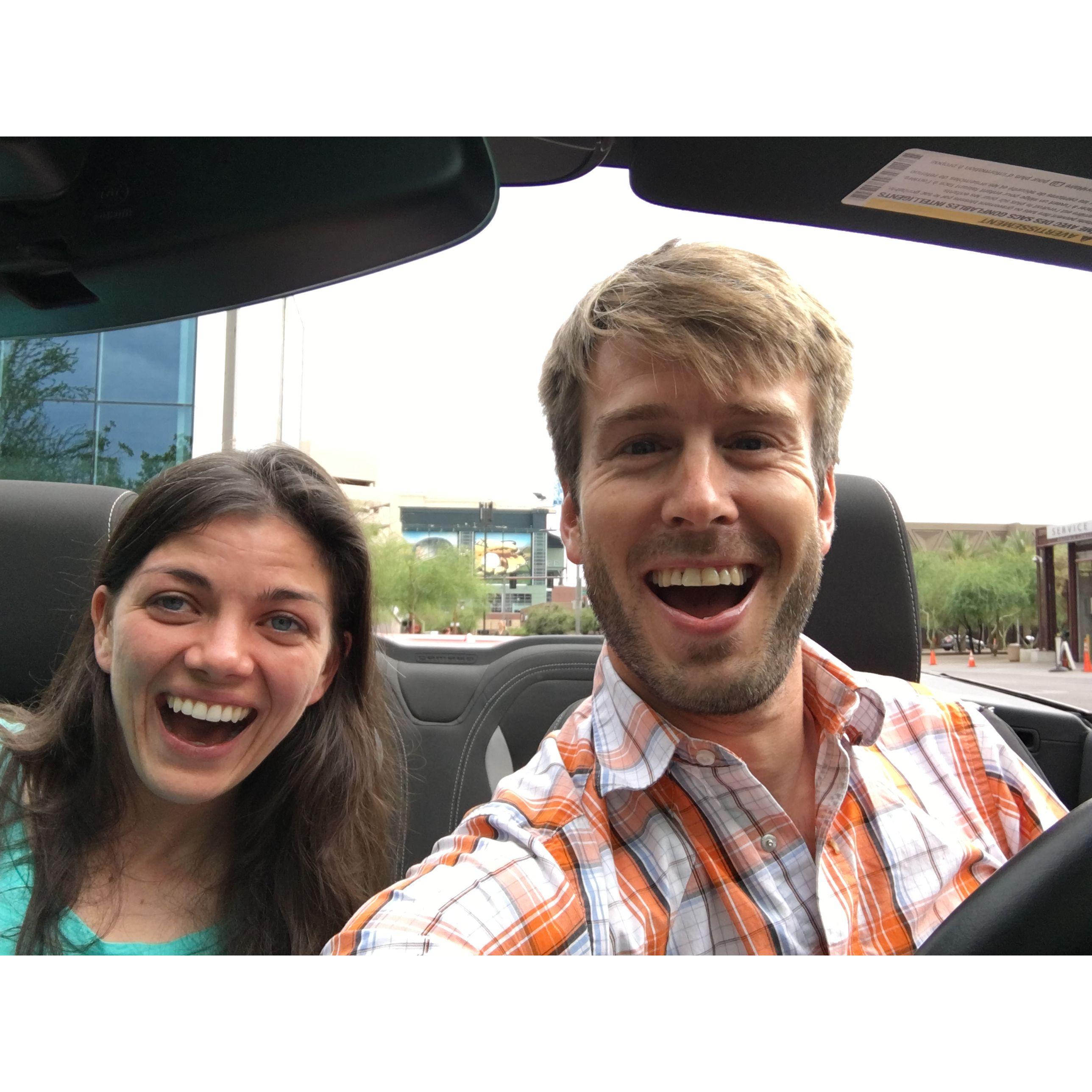 "Would you like to upgrade your rental to a convertible for $5?"