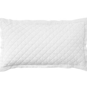 Belgian Flax Linen Diamond King Sham - White