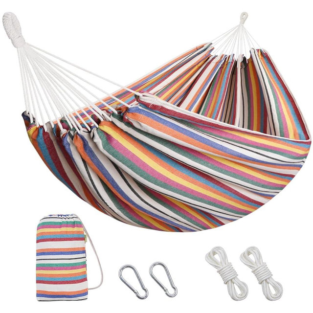 INNO STAGE 2 Persons Hammock with Tree Straps - Brazilian Double Hammock, Portable Hanging Camping Bed for Patio, Backyard, Porch, Outdoor and Indoor Use Soft Cotton Carrying Bag, XX-Large