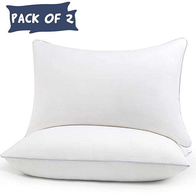 HIMOON Bed Pillows for Sleeping 2 Pack,Queen Size Cooling Pillows Set of 2,100% Breathable Cotton Cover for Side Stomach Back Sleepers