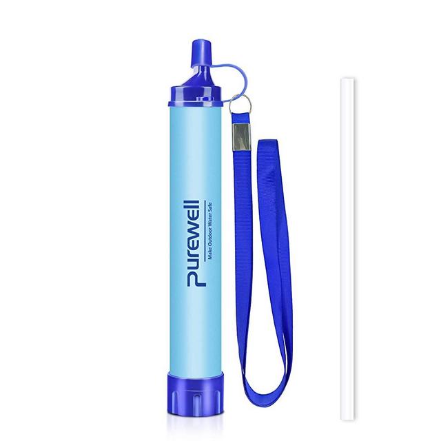 Purewell Outdoor Water Filter Personal Water Filtration Straw Emergency Survival Gear Water Purifier for Camping Hiking Climbing Backpacking