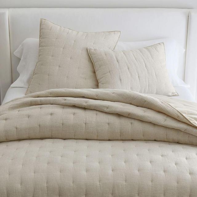 Belgian Flax Linen Waffle Quilt, Full/Queen