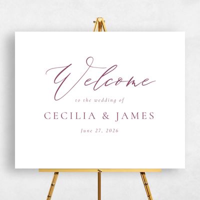 Deep Magenta, Purple Wedding Sign - Seville Landscape