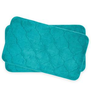 Bounce Comfort Faymore Memory Foam 17-Inch x 24-Inch Bath Mats in Turquoise (Set of 2)