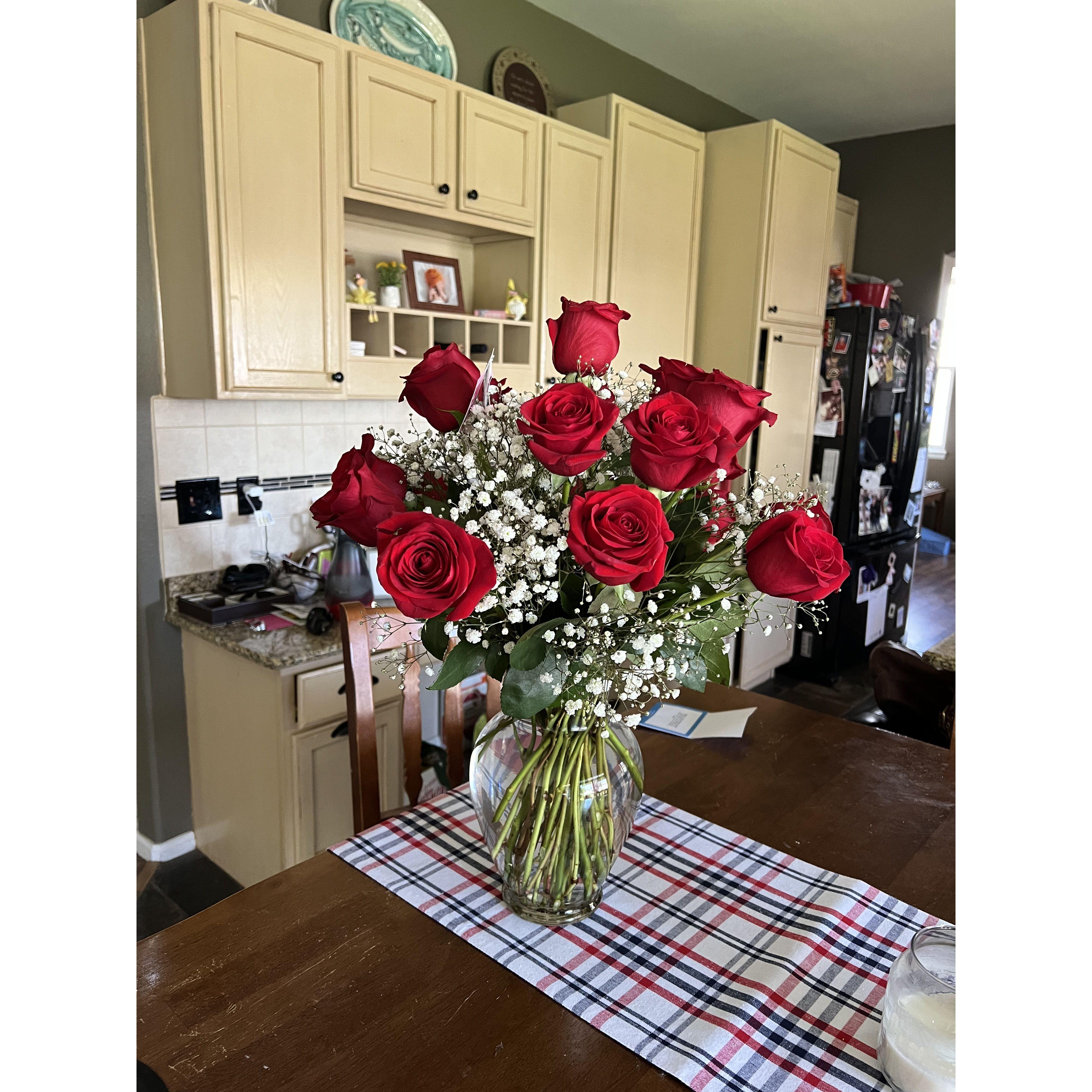 I may have been in CO and he might have been in TX, but he still sent the prettiest roses I've ever seen for our 1 year anniversary.