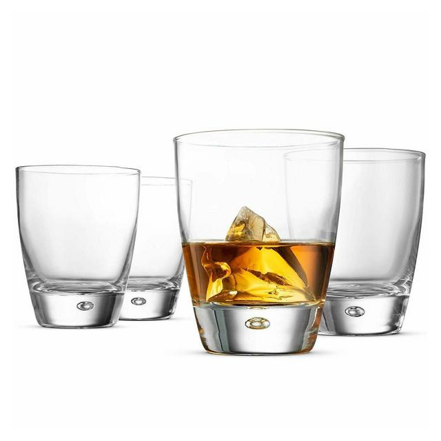 Bormioli Rocco Luna Set Of 4 Double Old Fashioned Glasses, 11.5 Oz. Clear Crystal Glassware, Dishwasher Safe, Made In Italy