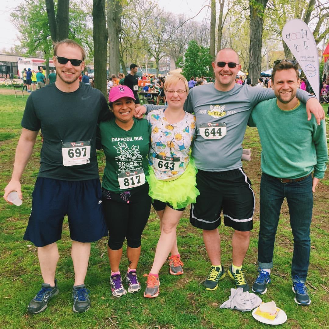 Basking in our post-10k glow at the Daffodil Run in Amherst, MA (2017).