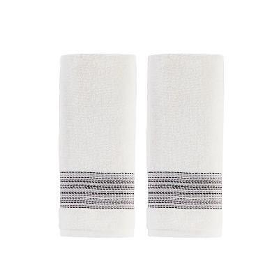 2pc Geo Stripe Hand Towel Bath Towels Sets White - Saturday Knight Ltd.