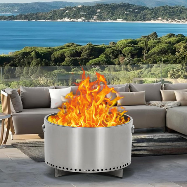 Stove Bonfire, Smokeless Fire Pit, Wood Burning Fireplaces, 20.5 Inch Stainless Steel with Handle