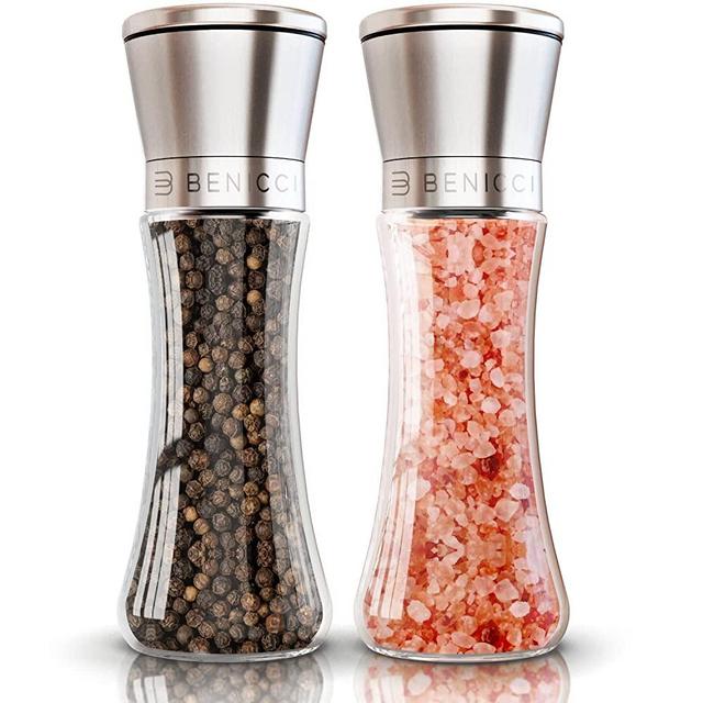 2pcs/set, Sea Salt And Pepper Grinder Set, Adjustable Glass Salt And Pepper  Shakers, Pepper Mill, Spice Crusher, Farmhouse Salt And Pepper Mills Set