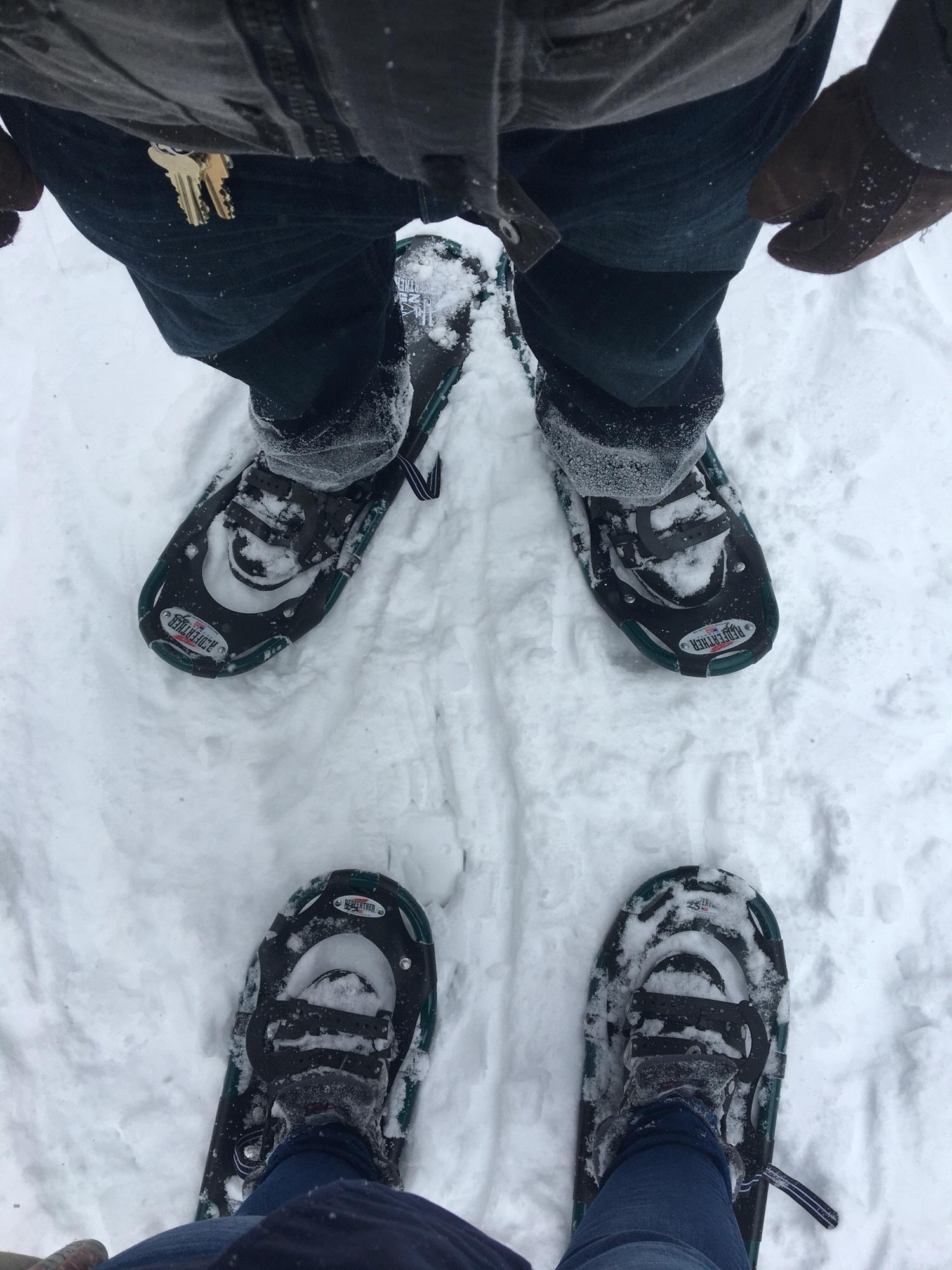 Cheyenne and Jeff aren't normally fans of the cold, but they do enjoy one part - snow shoeing. They love to trek around Good Earth in their snow shoes on a beautiful winter day.