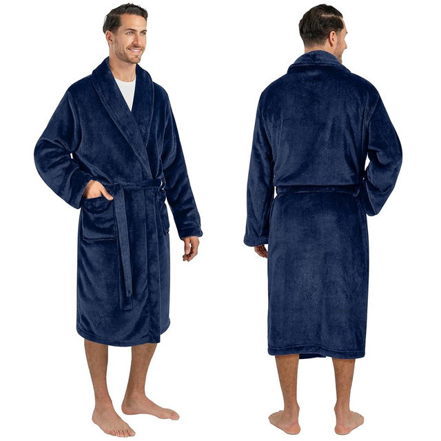 PAVILIA Mens Soft Robe Bathrobe for Men, Lightweight Fleece Male Robe Long Bath Shower Spa