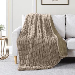 Telluride Luxury Faux Fur Ruched Throw