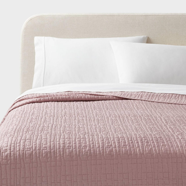 Full/Queen TENCEL® Quilt Blush - Threshold™: OEKO-TEX Certified, Lightweight, Woven Coverlet