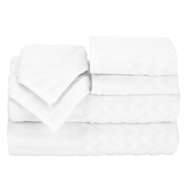 Chevron Bath Towels And Washcloths 6pc White - Yorkshire Home