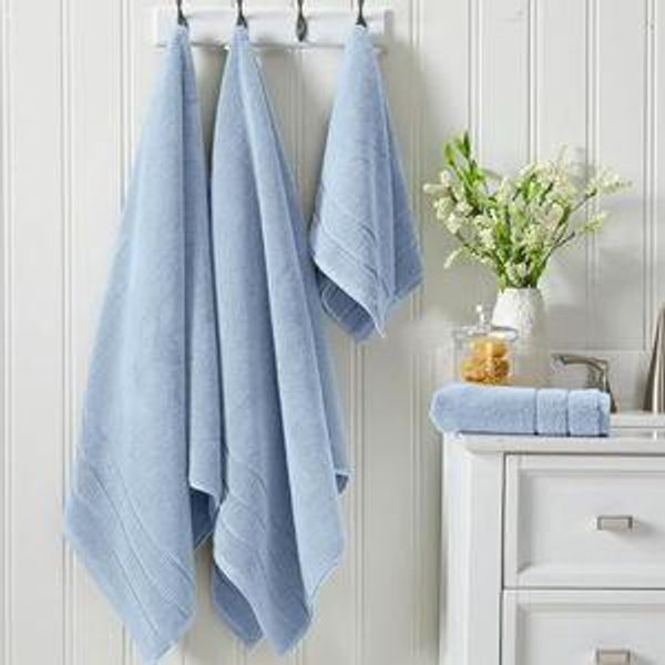 Luxury Turkish Cotton Bath Towels Set | 100% Turkish Cotton | Premium Bath Towels | Ultra Soft Thick Plush & Highly Absorbent | Luxury Hotel & Spa Bathroom Towels | Blue Fog