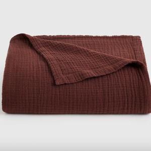 Organic Airy Gauze Blanket in Burgundy