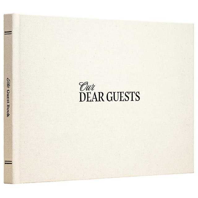 Kunitsa Co. Wedding Guest Book - Blank Sign in Book for Special Occasions, Oat Linen Cover