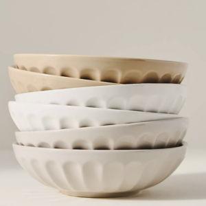 The Latte Stoneware Pasta Bowls, Assorted Set of 6: Amelie Edition
