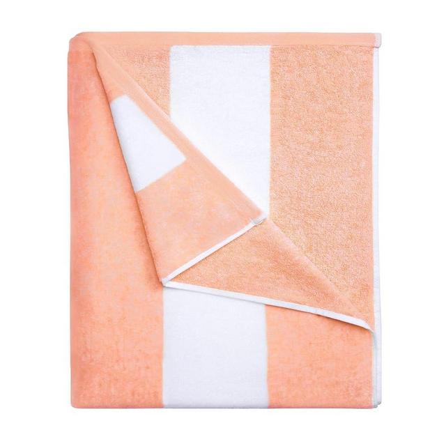 HENBAY Fluffy Oversized Beach Towel - Plush Thick Large 70 x 35 Inch Cotton Pool Towel, Orange Striped Quick Dry Swimming Cabana Towel