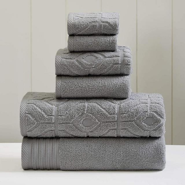 Amrapur Overseas 6-Piece Yarn Dyed Diamond Gate Jacquard Towel Set, Charcoal