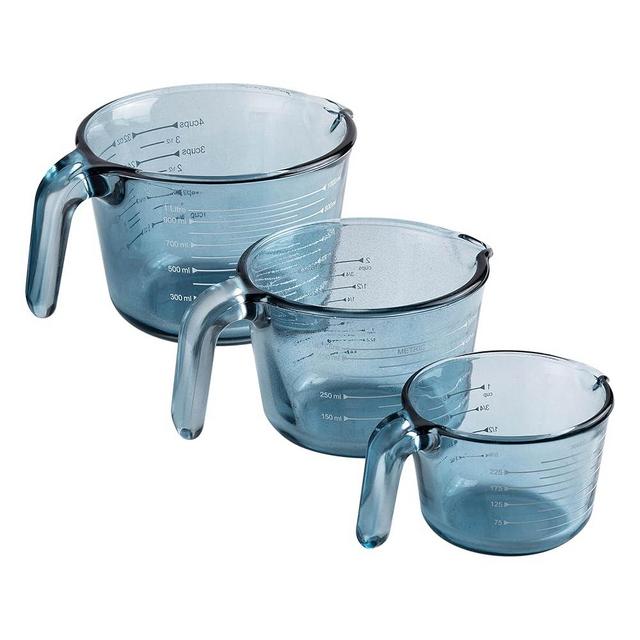 COOK WITH COLOR Glass Measuring Cups - 3 Piece Colored Glass Measuring Cup Set - 1 Cup, 2 Cup, 4 Cup Sizes - Ideal for Cooking and Baking