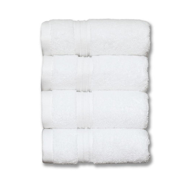 Milara Turkish Super-Plush Wash Cloths Set 4-Piece | Premium 100% Cotton Washcloths Absorbent, Durable with Hanging Loops | White Color Bath Washcloths, (13 x 13 Inch)