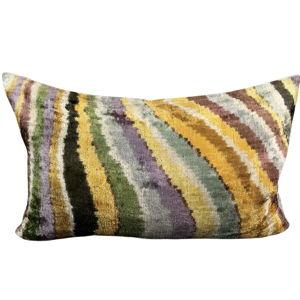 Multicolor Velvet Silk Ikat Pillow Cover