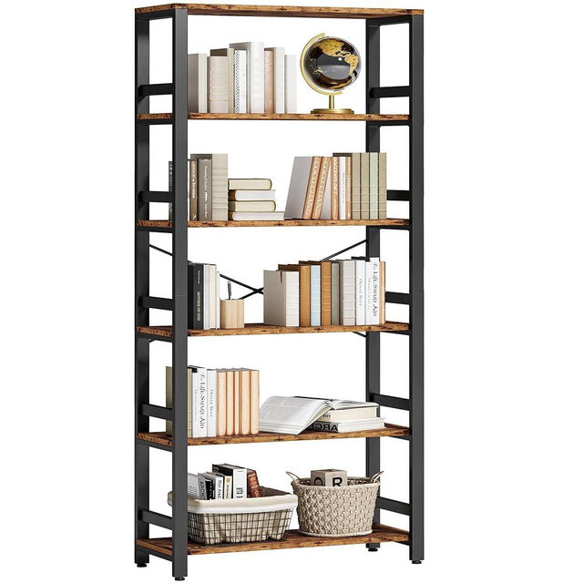 IRONCK Bookshelf, 31.5in Wide Shelf 6 Tier Bookcase, 110lbs/shelf Vintage Industrial Style Bookshelves for Bedroom, Living Room and Home Office, Vintage Brown