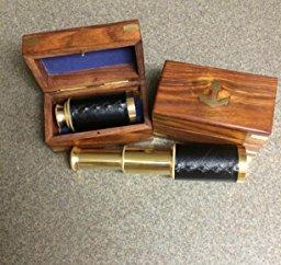 Handheld Brass Pirate Navigation Telescope with Wooden Box - by Explore (17")