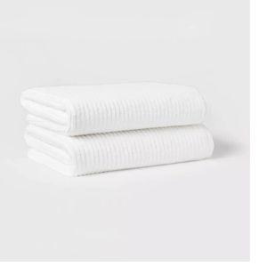 White Quick Dry Ribbed Towel Set of 2 - Threshold™