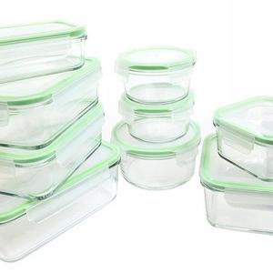 18 Piece GoGreen Glassworks Oven Safe Glass Lock Food Storage Container Set with Leak Proof Lids; (9 Containers and 9 Lids);55041