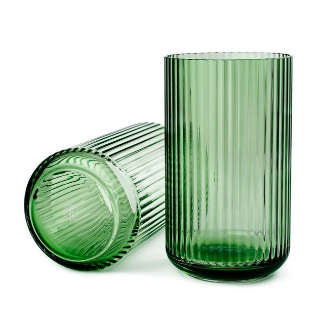 Lyngby Copenhagen Mouth Blown Glass Vase, Green, 9.8 " x 5.7"