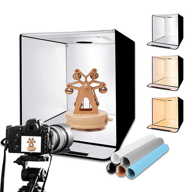 Emart Photo Studio Light Box Kit, 24"x24" Portable Shooting Tent Adjustable Brightness Table Top Photography Lighting with 224 LED Lights 5 Color Backdrops