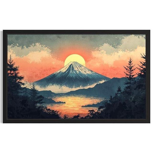 Mount Fuji Sunrise Wall Art Print Poster, Vintage Japanese Traditional Japan Paintings for Bedroom Playroom Study Room Decor 207 (Mount Fuji Sunrise, 24 x 36 inches, Unframed)