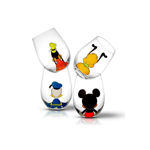 JoyJolt Disney Mickey Mouse & Friends Squad Stemless Drinking Glasses, Set of 4