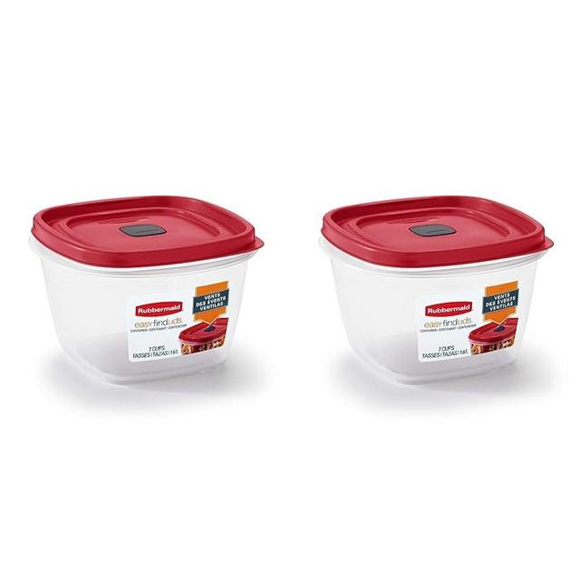 Rubbermaid Easy Find Lids 7-Cup Food Storage and Organization Container, Racer Red (Pack of 2)