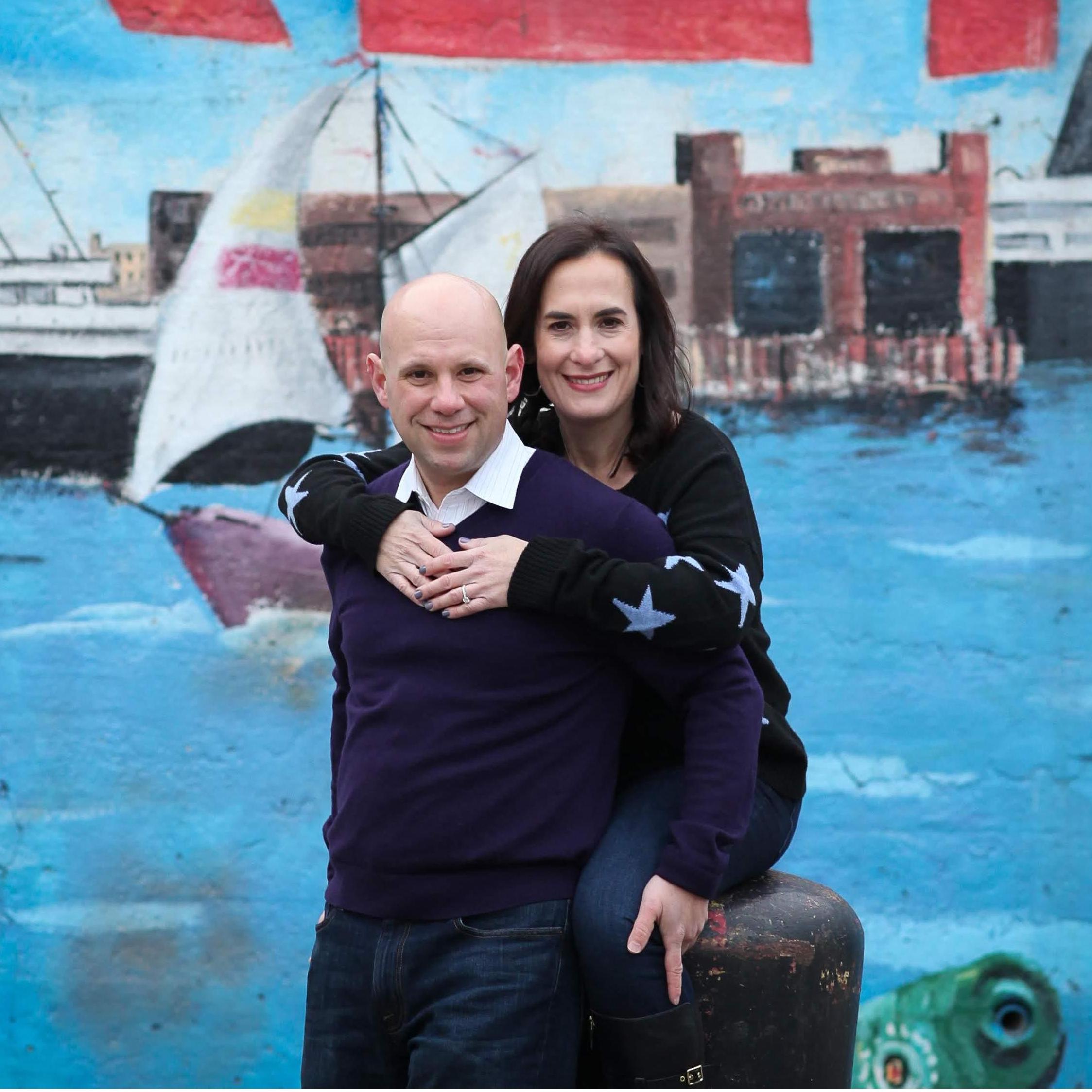 Engagement photos (Hoboken mural)