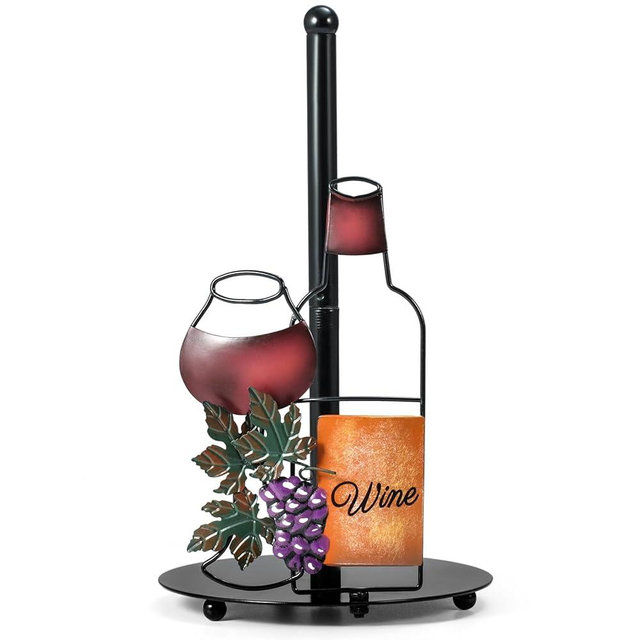 Shinlar Wine Paper Towel Holder Countertop - Grape&Wine Decor Gifts, Cute Rustic Country Vintage Farmhouse Kitchen Decorations, Roll Dispenser with Weighted Base