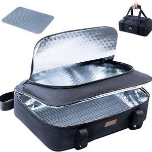 BAGSPRITE Insulated Casserole Carrier for Hot or Cold Food with Heat-resistant Mat, Casserole Dish Carrier Insulated Food Carrier, Hot Food Carrier, Foil Pan Carrier Fits 9" x 13" Baking Dish