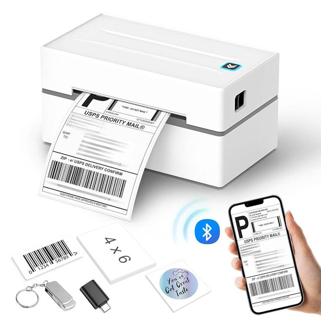 Anycash Bluetooth Thermal Shipping Label Printer, Wireless 4x6 Shipping Label Sticker Printer for Small Business and Office, Compatible with Android&iOS Windows, Used for Amazon, Shopify, Etsy USPS