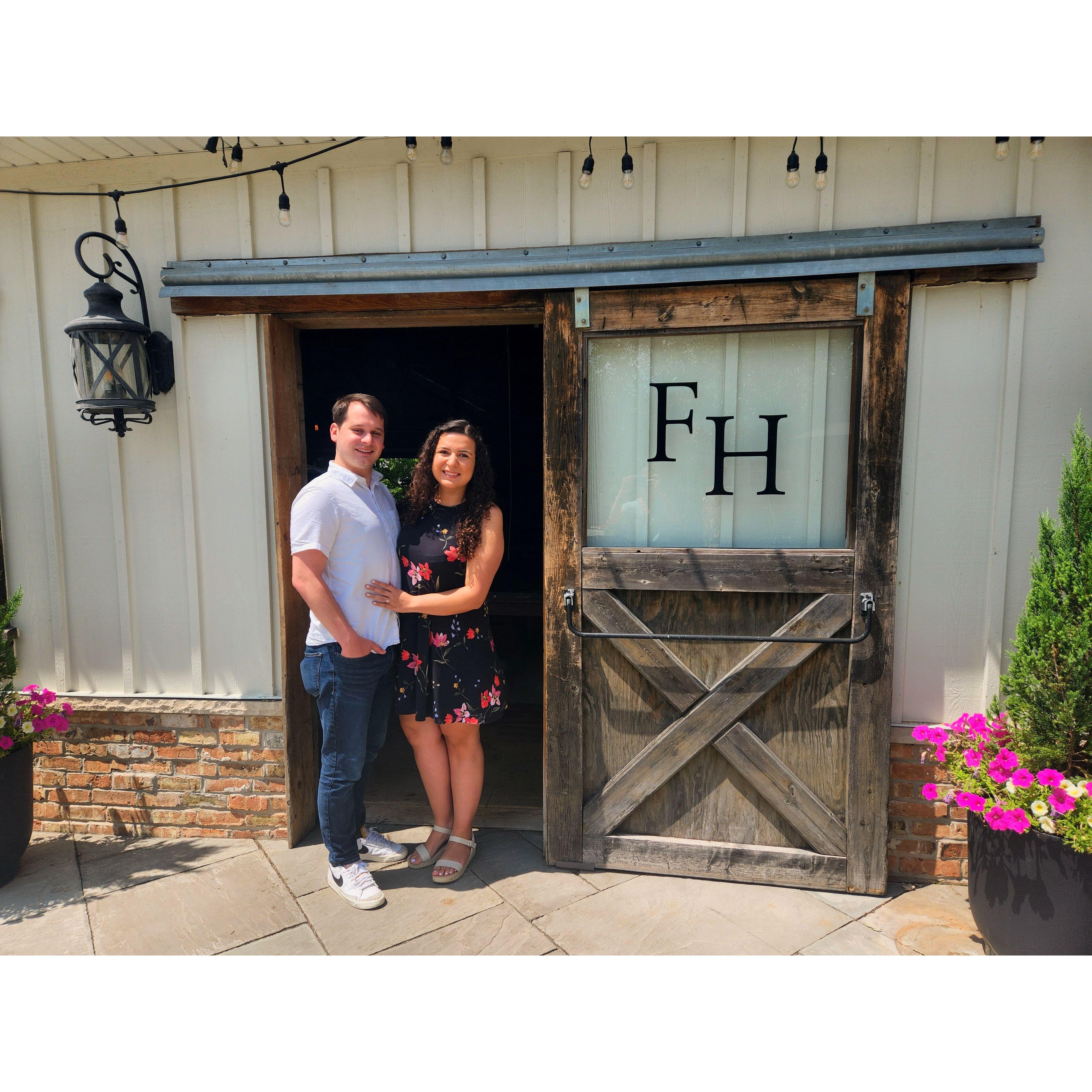 The day Patrick and Devin signed the contract at their dream venue - The Farmhouse!