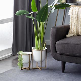 2-Piece Contemporary Round Decorative Planter Set