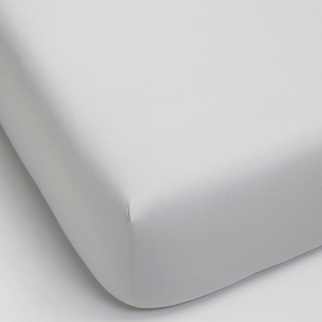 Gray Mist 400-Thread-Count Organic Percale Fitted Sheet, Queen