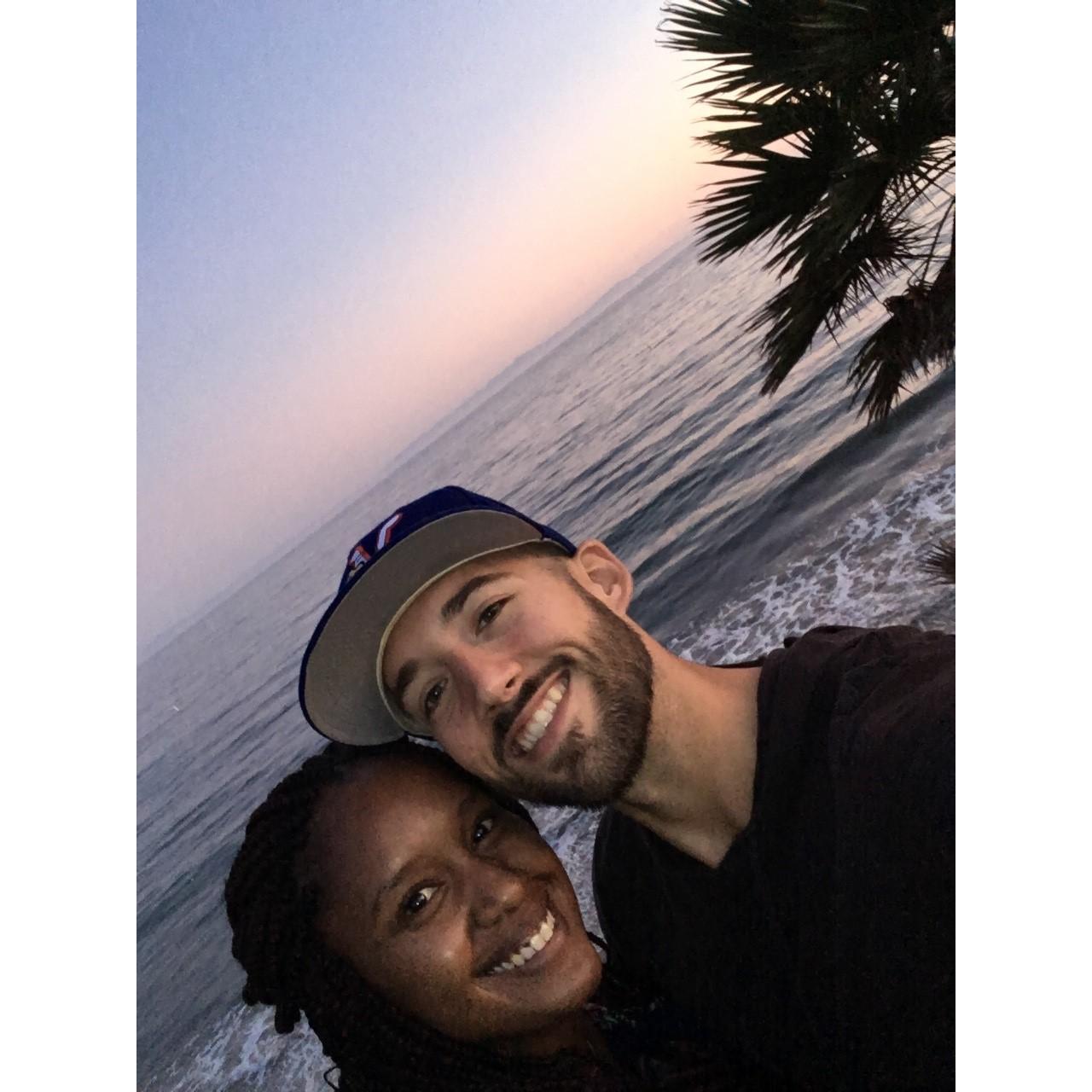 Our very first beach picture! At Butterfly Beach in Montecito, California!
P.s. Cali beach water is COLD!!
