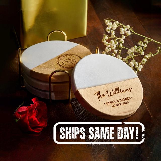 Personalized Coaster, Wedding Gift, Bridal Shower Gift, Engagement Gift, Anniversary, Engraved Coaster Set, New Home, Housewarming Gifts