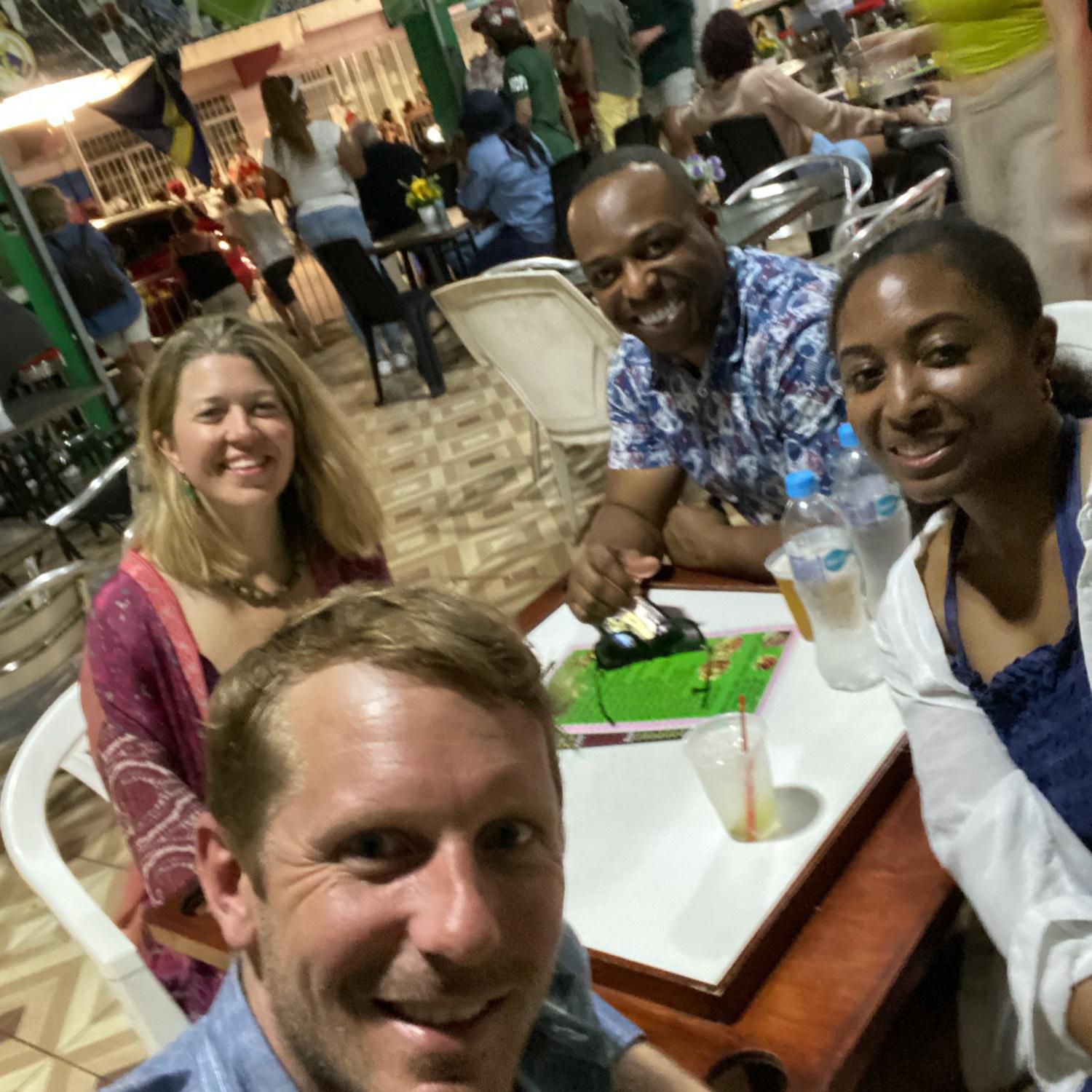 With new friends we met in Curacao watching the Super Bowl, that we then watched the final Carnaval parade with!
